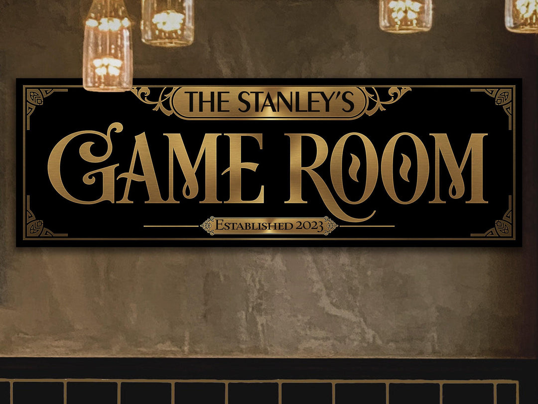 Classic Vintage Game Room Sign | Personalized Sign | Vintage Game Room Wall Decor | Large Classic Game Room Sign | Family Game Room Decor