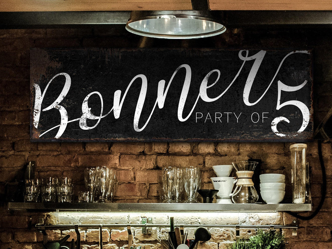 Party of Family Sign | Rustic Dark Version of my Party of Sign | Personalized Family Sign | Large Canvas Wall Art | Large Metal Wall Art