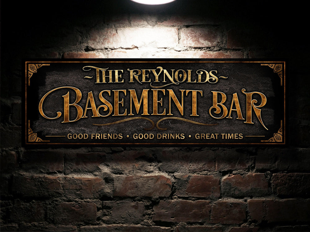 Personalized Basement Bar Sign, Family Bar Sign, Custom Basement Bar Decor, Personalized Bar Decor, Vintage, Victorian Basement Bar Sign