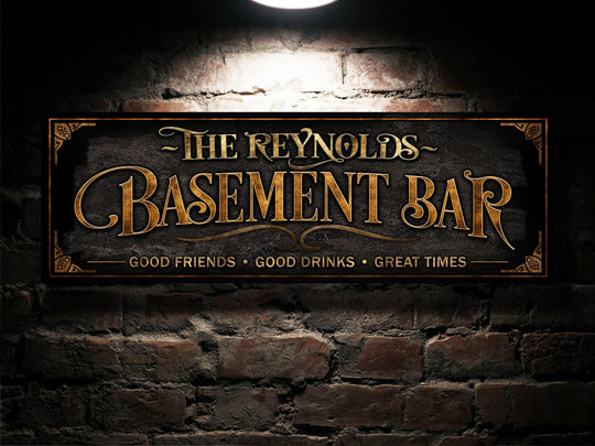 Personalized Basement Bar Sign, Family Bar Sign, Custom Basement Bar Decor, Personalized Bar Decor, Vintage, Victorian Basement Bar Sign
