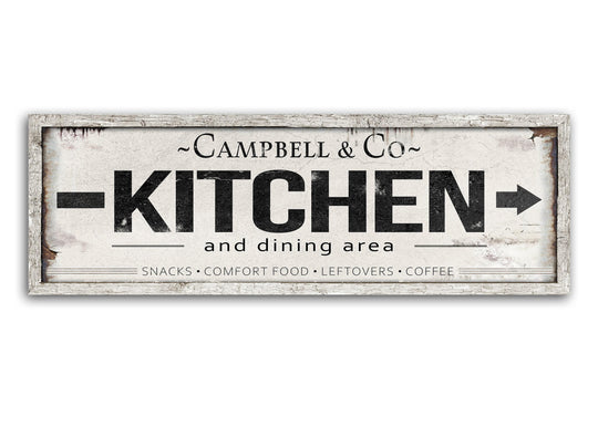 Family Kitchen Sign with Personalized Family Name | Large Kitchen Dining Custom Wall Decor | Customized & Personalized Kitchen Wall Art