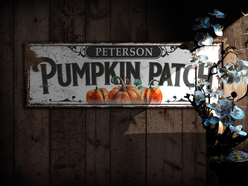 Pumpkin Patch Sign | Personalized Family Name Pumpkin | Rustic Farmhouse Wall Decor | Large Vintage Pumpkin Patch Sign | Pumpkin Farm Decor