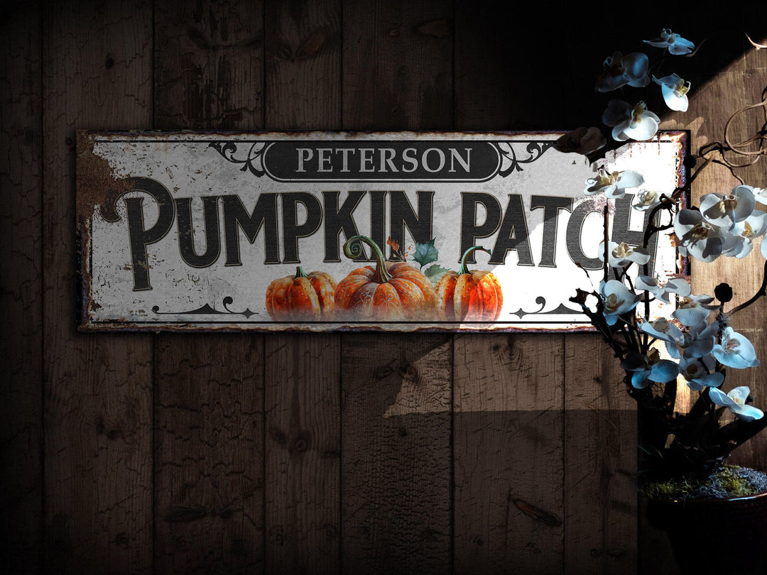 Pumpkin Patch Sign | Personalized Family Name Pumpkin | Rustic Farmhouse Wall Decor | Large Vintage Pumpkin Patch Sign | Pumpkin Farm Decor