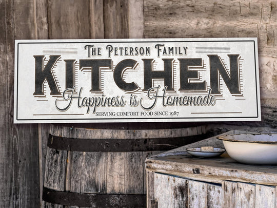 Kitchen Sign with Personalized Family Name | Farmhouse Kitchen Decor | Customized Kitchen Sign | Personalized Kitchen Gathering Sign