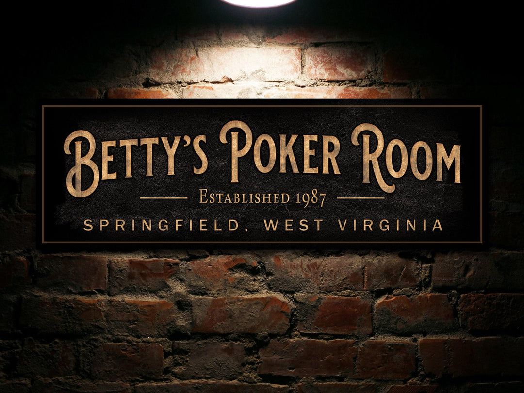 Personalized Poker Room Bar | Custom Bar Sign | Custom Poker Room Sign | Bar Sign for Home | Large Canvas Sign | Large Metal Sign