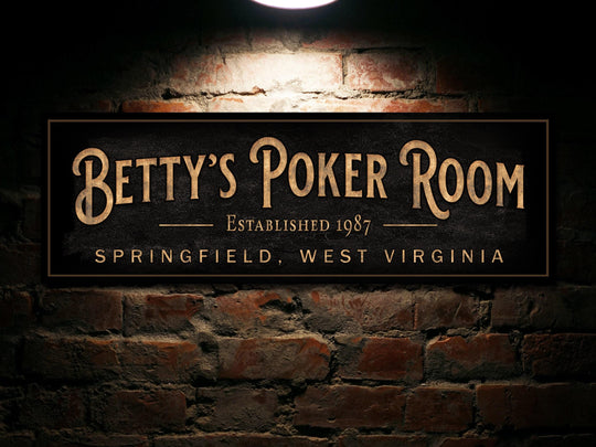 Personalized Poker Room Bar | Custom Bar Sign | Custom Poker Room Sign | Bar Sign for Home | Large Canvas Sign | Large Metal Sign