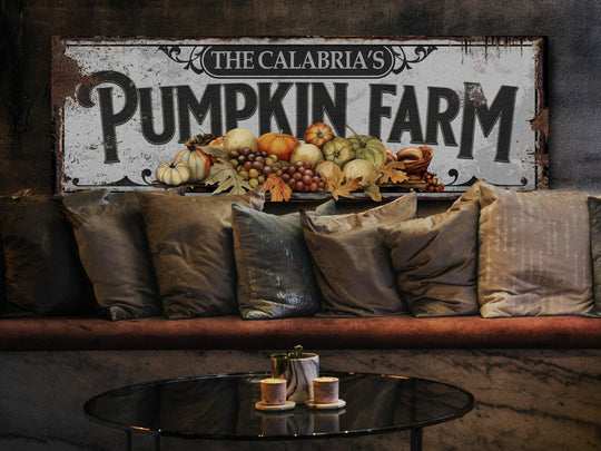 Pumpkin Farm Sign | Personalized Family Name Pumpkin | Rustic Farmhouse Wall Decor | Large Vintage Pumpkin Farm Sign | Pumpkin Patch Decor