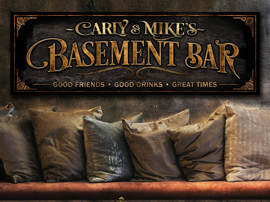 Personalized Basement Bar Sign, Family Bar Sign, Custom Basement Bar Decor, Personalized Bar Decor, Vintage, Victorian Basement Bar Sign