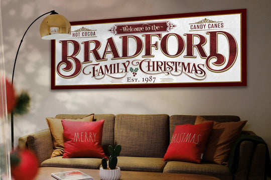 Personalized Family Christmas Sign | Santa Christmas Sign | Gingerbread Christmas | Vintage Christmas | Large Canvas Sign | Large Metal Sign