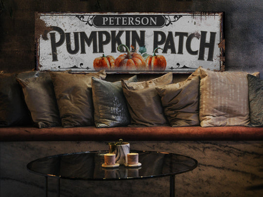 Pumpkin Patch Sign | Personalized Family Name Pumpkin | Rustic Farmhouse Wall Decor | Large Vintage Pumpkin Patch Sign | Pumpkin Farm Decor