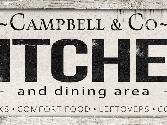 Family Kitchen Sign with Personalized Family Name | Large Kitchen Dining Custom Wall Decor | Customized & Personalized Kitchen Wall Art