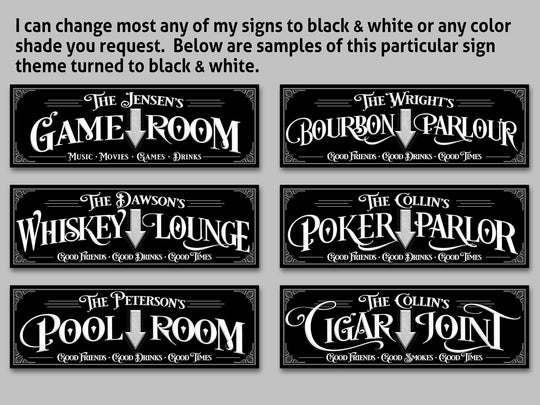 Custom Poker Parlor Sign with Personalized Family Name | Custom Wall Decor on Metal or Canvas Sign | Customized & Personalized Wall Art