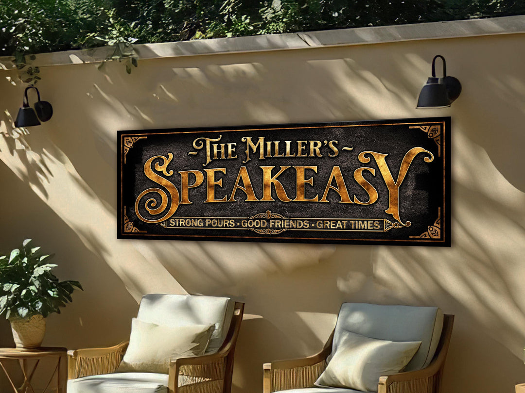 Speakeasy Lounge Sign with Family Name | Personalized Speakeasy Bar Sign | Customized Family Bar Sign | Personalized Speakeasy Sign