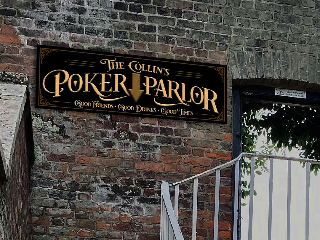 Custom Poker Parlor Sign with Personalized Family Name | Custom Wall Decor on Metal or Canvas Sign | Customized & Personalized Wall Art