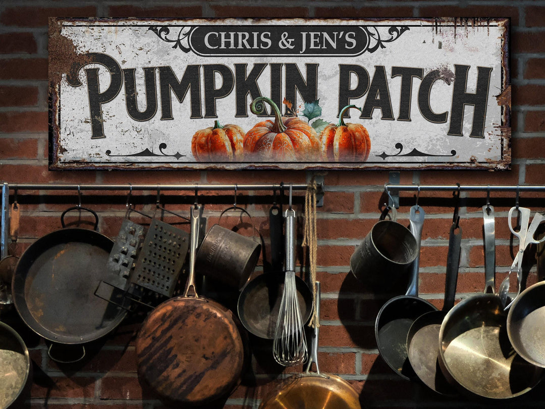 Pumpkin Patch Sign | Personalized Family Name Pumpkin | Rustic Farmhouse Wall Decor | Large Vintage Pumpkin Patch Sign | Pumpkin Farm Decor