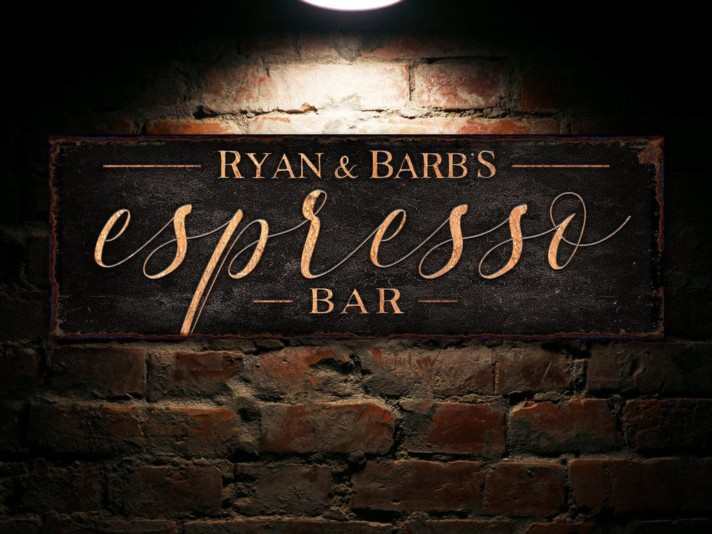 Coffee Bar Sign | Personalized Family Name Sign | Modern Farmhouse Wall Decor | Large Vintage Coffee Bar Sign | Coffee Bar Decor