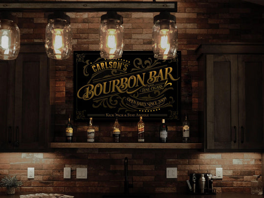 Personalized Bourbon Bar Sign | Bourbon Bar Cigar Sign | Bourbon and Cigars Sign | Rustic Bourbon Sign | Vintage Bourbon Bar Sign