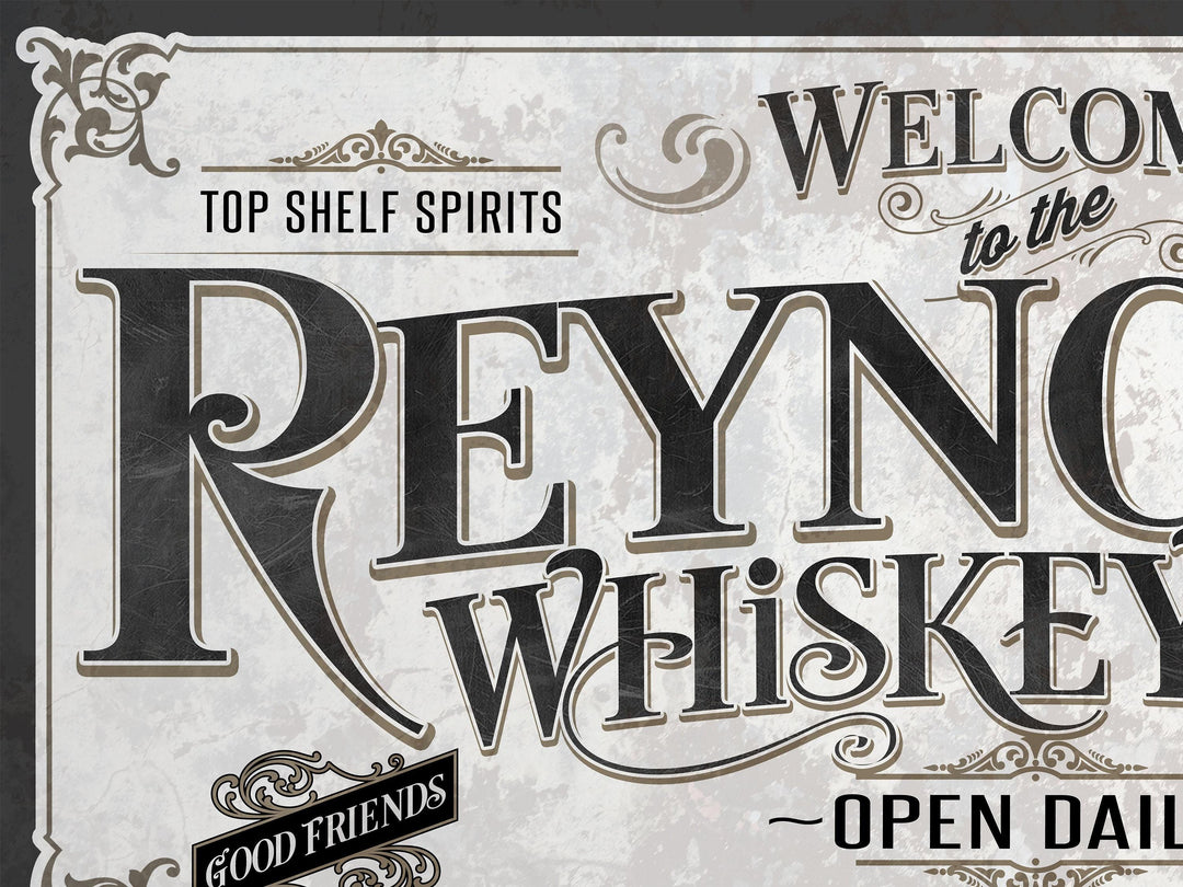 Personalized Whiskey Bar Sign | Customized Bar Sign | Large Personalized Family Name Whiskey Bar Sign | Large Metal or Canvas Wall Art