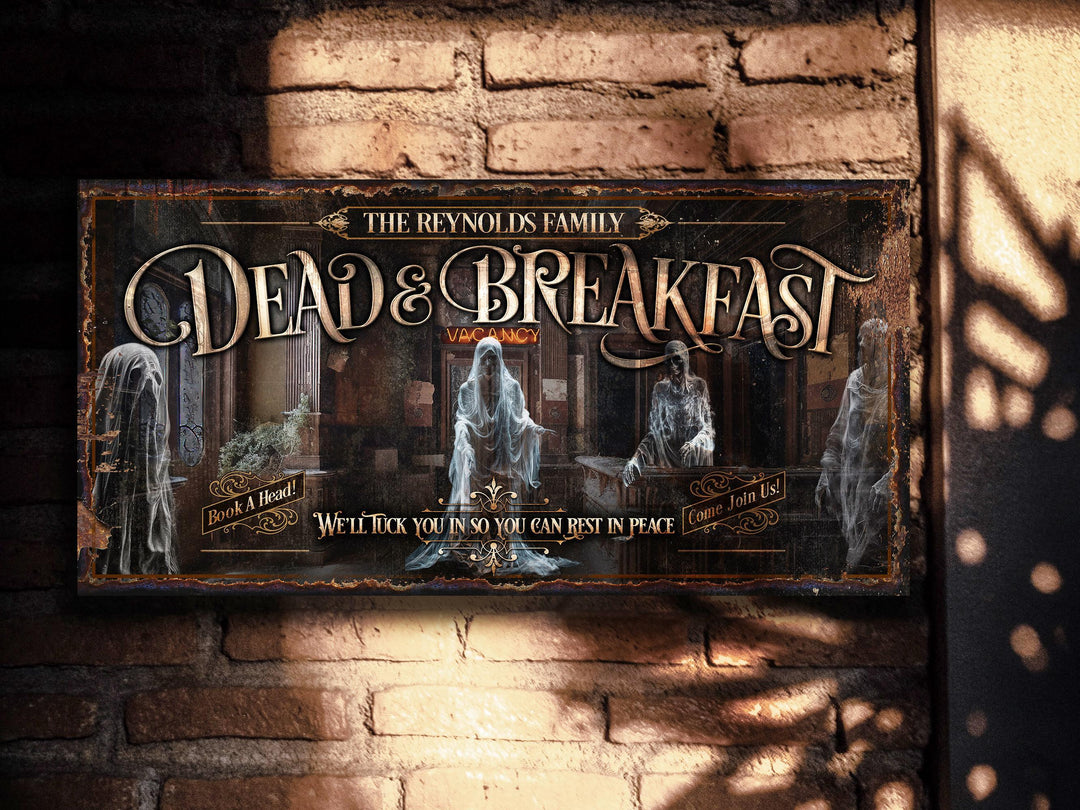 Dead & Breakfast Sign, Scary Ghost Decor, Halloween Ghost Sign, Creepy Halloween Decor, Outdoor Halloween Metal Sign, Indoor Halloween Sign