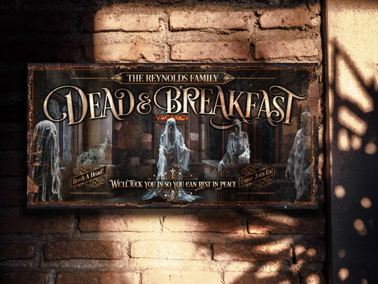 Dead & Breakfast Sign, Scary Ghost Decor, Halloween Ghost Sign, Creepy Halloween Decor, Outdoor Halloween Metal Sign, Indoor Halloween Sign
