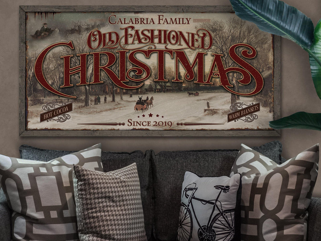 Old Fashioned Christmas | Santa Christmas Decor Sign | Personalized Christmas Sign | Farmhouse Christmas | Farm Wall Decor | Distressed Sign