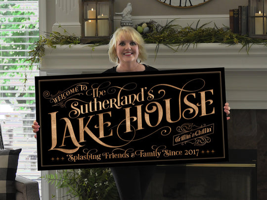 Personalized Lake House on Metal or Canvas! | Custom Family Name Sign | Modern Farmhouse Sign | Summer Lake House Decor | Custom Lake Sign