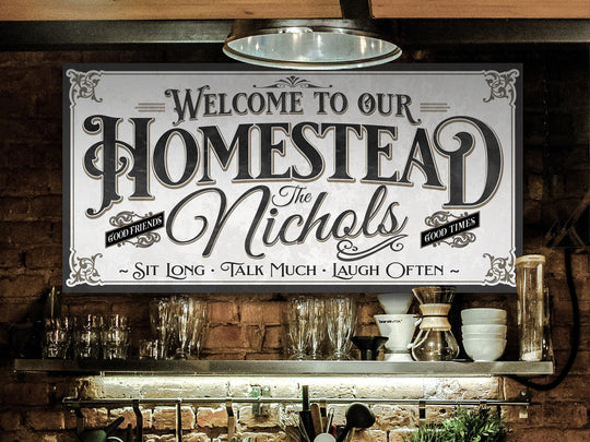 Personalized Family Name Homestead Sign, Last Name Homestead Sign, Modern Homestead Personalized Name Sign, Vintage Home Wall Decor