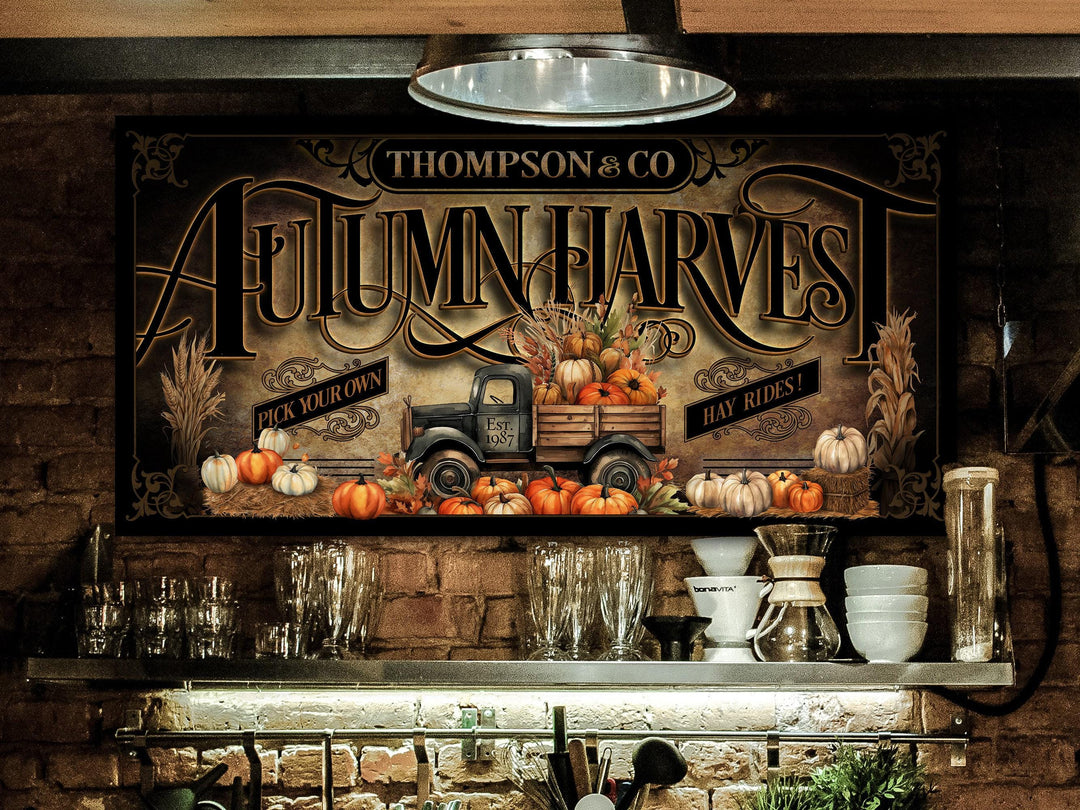 Autumn Harvest Pumpkin Sign | Fall Harvest Pumpkin Sign | Rustic Fall Decor | Pumpkin Truck Vintage Sign | Personalized Pumpkin Sign