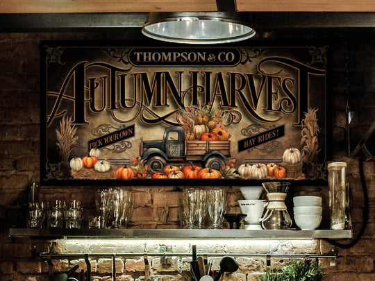 Autumn Harvest Pumpkin Sign | Fall Harvest Pumpkin Sign | Rustic Fall Decor | Pumpkin Truck Vintage Sign | Personalized Pumpkin Sign