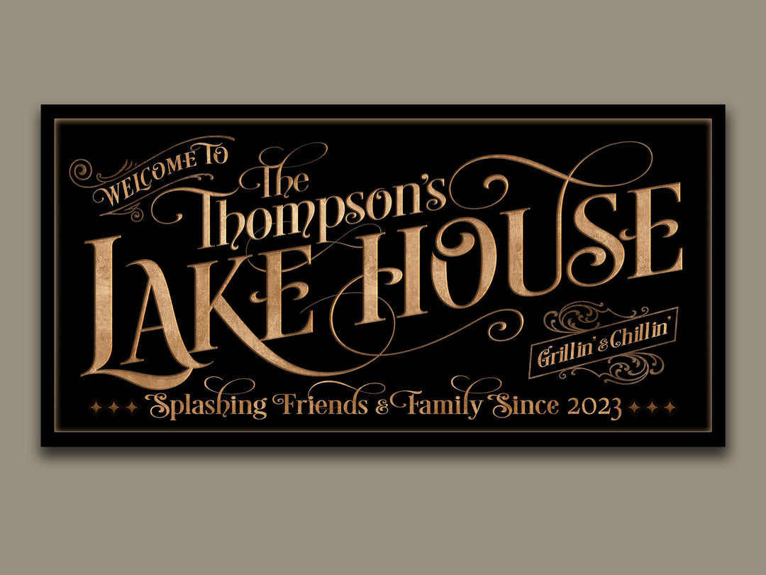 Personalized Lake House on Metal or Canvas! | Custom Family Name Sign | Modern Farmhouse Sign | Summer Lake House Decor | Custom Lake Sign