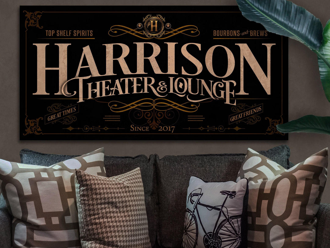 Theater Lounge Sign | Personalized Family Theater Sign | Custom Theater Sign | Family Name Sign | Family Bar Sign