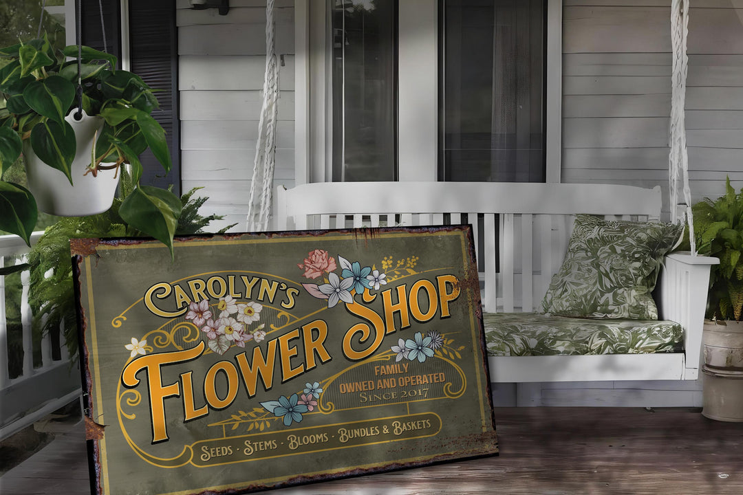 Personalized Flower Shop Sign for Spring Decor.