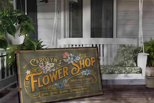 Personalized Flower Shop Sign for Spring Decor.