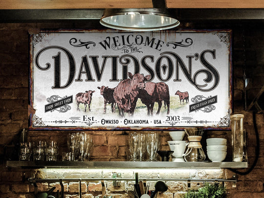 Red Angus Cattle Sign | Family Name Farm Sign | Farmhouse Sign | Ranch House Plans | Farm Wall Decor | Red Angus Cattle Ranch Sign