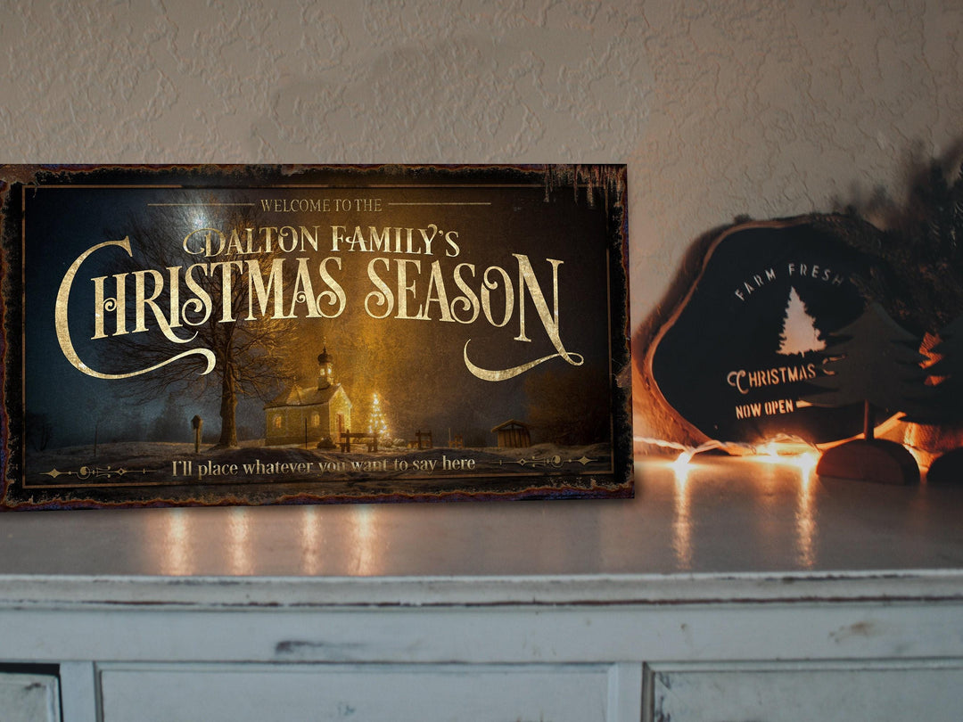 Rustic Christmas Sign | Vintage Church Sign | Christmas Season Sign | Vintage Holiday | Established Wall Art | Metal Print