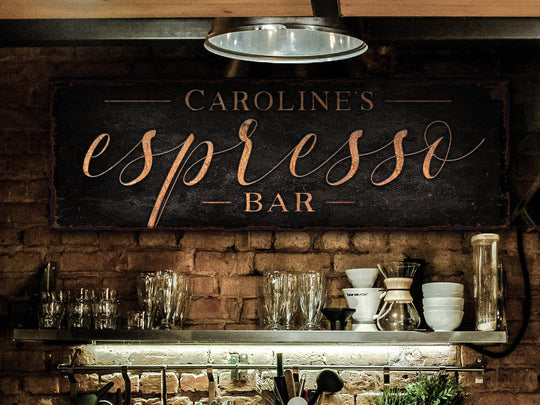 Coffee Bar Sign | Personalized Family Name Sign | Modern Farmhouse Wall Decor | Large Vintage Coffee Bar Sign | Coffee Bar Decor