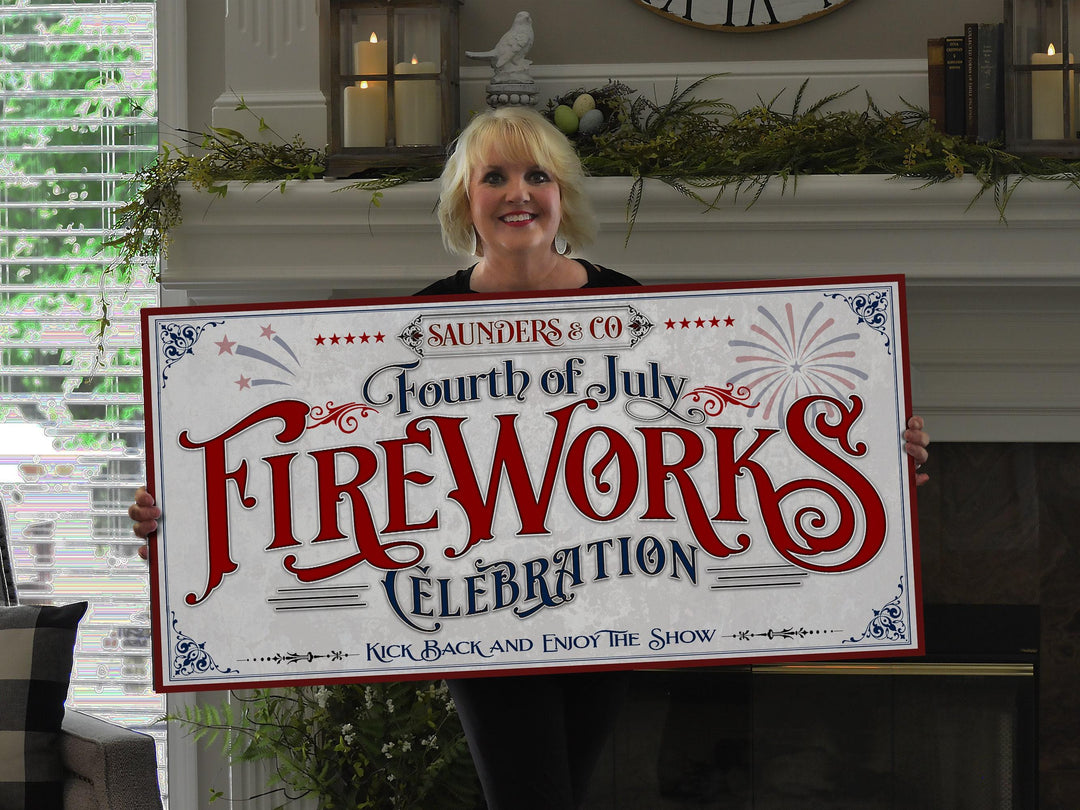 4th of July Sign Fireworks Celebration Sign | Fourth of July Sign | 1776 Decor | Patriotic Decor | Summer Wall Decor | Independence Day Sign
