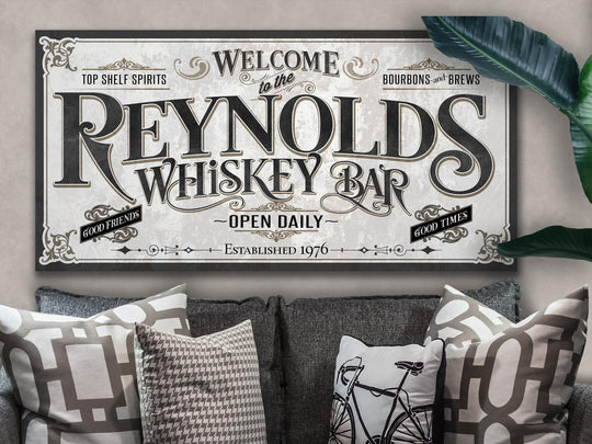 Personalized Whiskey Bar Sign | Customized Bar Sign | Large Personalized Family Name Whiskey Bar Sign | Large Metal or Canvas Wall Art