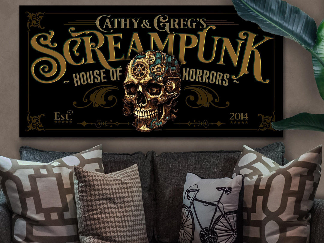 Steampunk Halloween Skull Sign
