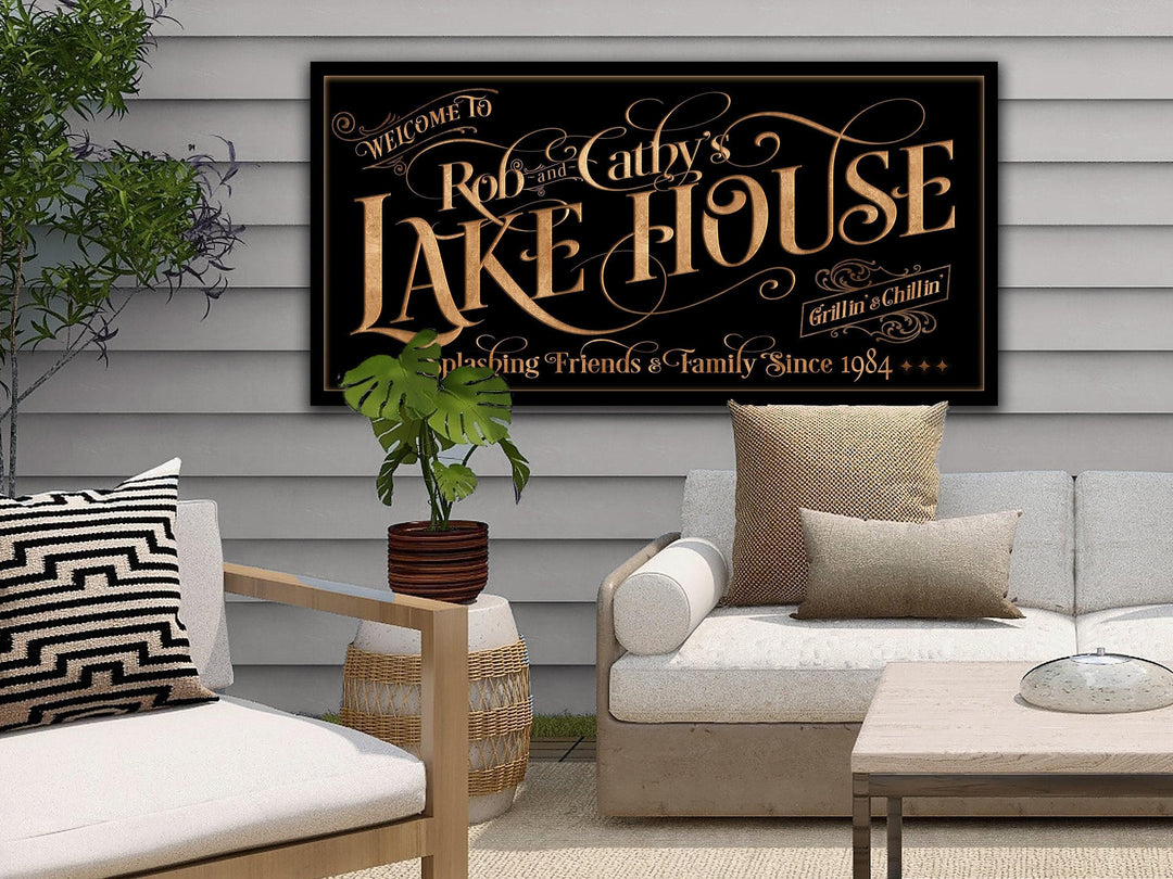 Personalized Lake House on Metal or Canvas! | Custom Family Name Sign | Modern Farmhouse Sign | Summer Lake House Decor | Custom Lake Sign