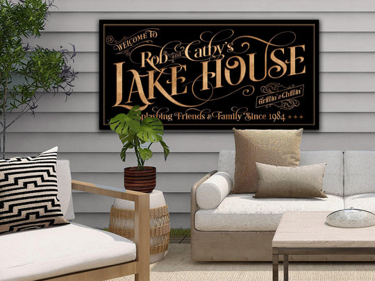 Personalized Lake House on Metal or Canvas! | Custom Family Name Sign | Modern Farmhouse Sign | Summer Lake House Decor | Custom Lake Sign