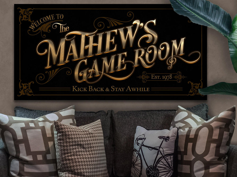 Custom Family Game Room Sign | Personalized Family Gameroom Sign | Family Bar Sign | Name Sign | Modern Farmhouse Decor | Large Metal Sign