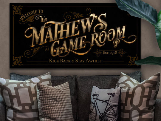 Custom Family Game Room Sign | Personalized Family Gameroom Sign | Family Bar Sign | Name Sign | Modern Farmhouse Decor | Large Metal Sign