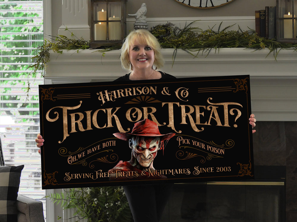 Personalized Halloween Freddy Sign | Creepy Freddy Sign | Spooky Sign | Scary Halloween Sign | All Hallows' Eve | Freddy Halloween Sign