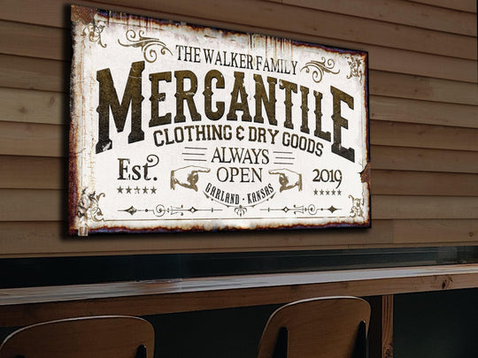Personalized Last Name Mercantile Sign | Mercantile Farmhouse Sign | Farmhouse Sign | Ranch House Plans | Farm Wall Decor | Distressed Sign