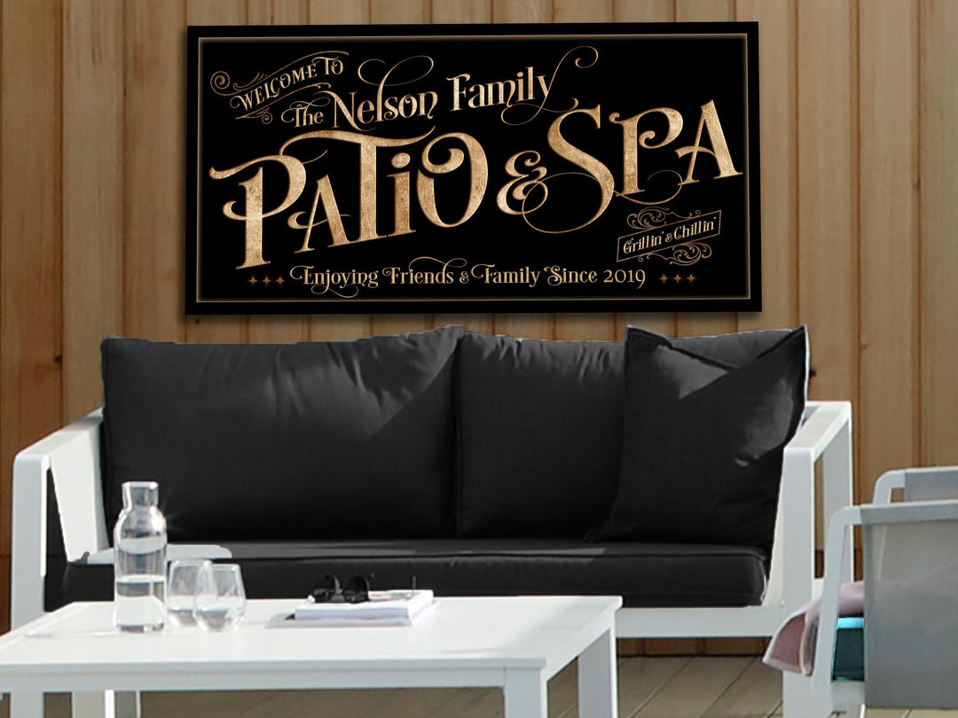 Personalized Patio & Spa on Metal or Canvas! | Custom Family Name Sign | Modern Farmhouse Spa Sign | Summer Spa Decor | Custom Spa Sign