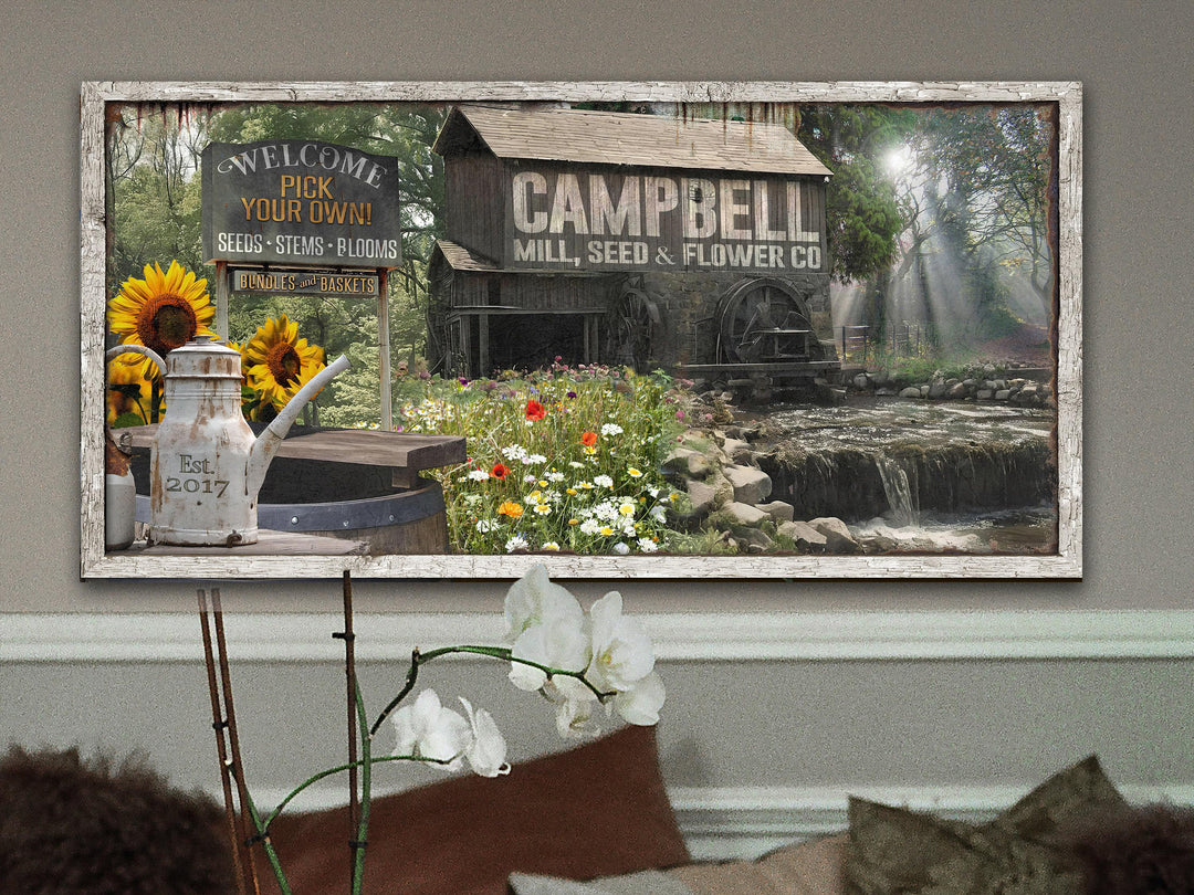 Sunflower Market Sign | Custom Family Name Sign | Sunflower Oil | Vintage Farmhouse Decor | Spring Wall Decor | Large Sign | Fresh Flowers