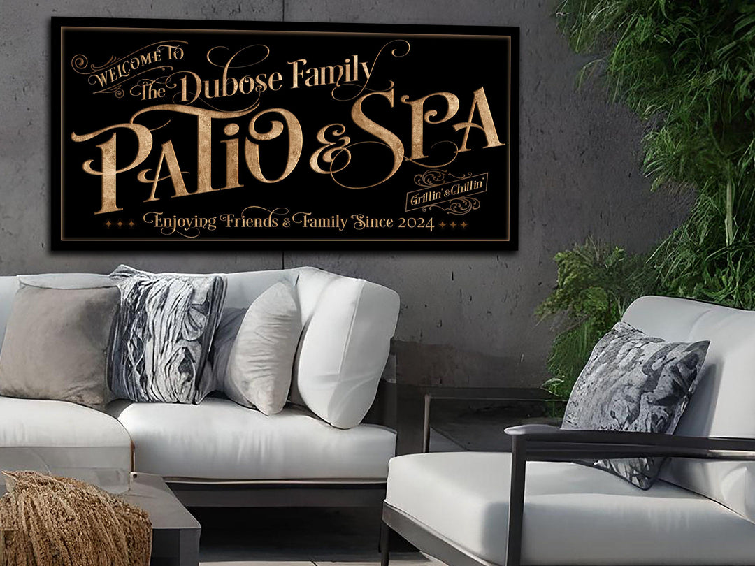 Personalized Patio & Spa on Metal or Canvas! | Custom Family Name Sign | Modern Farmhouse Spa Sign | Summer Spa Decor | Custom Spa Sign
