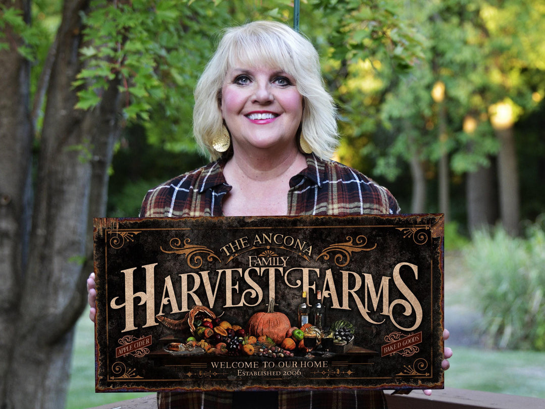 Harvest Farm Sign | Fall Harvest Sign | Rustic Fall Decor | Autumn Vintage Sign | Farm Wall Decor | Personalized Distressed Sign