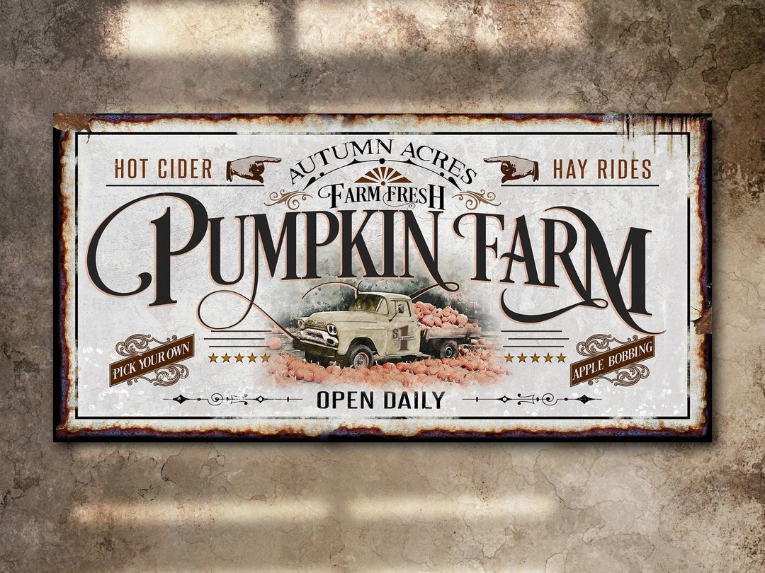Pumpkin Farm Sign | Pumpkin Patch Sign | Rustic Fall Decor | Autumn Vintage Sign | Farm Wall Decor | Distressed Fall Sign